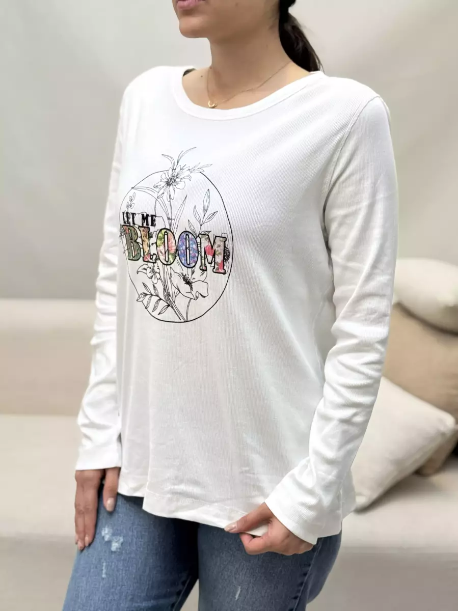 بلوز آستین بلند کبریتی چاپ دار