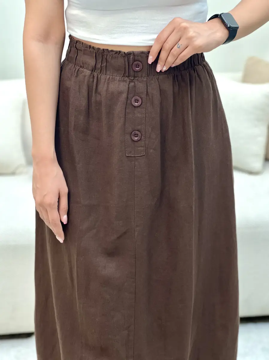 دامن لینن قهوه ای H&M