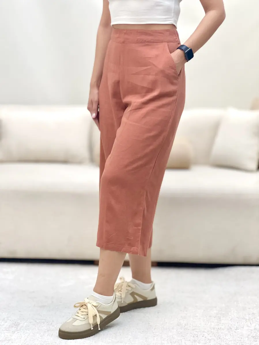 شلوار لینن آجری