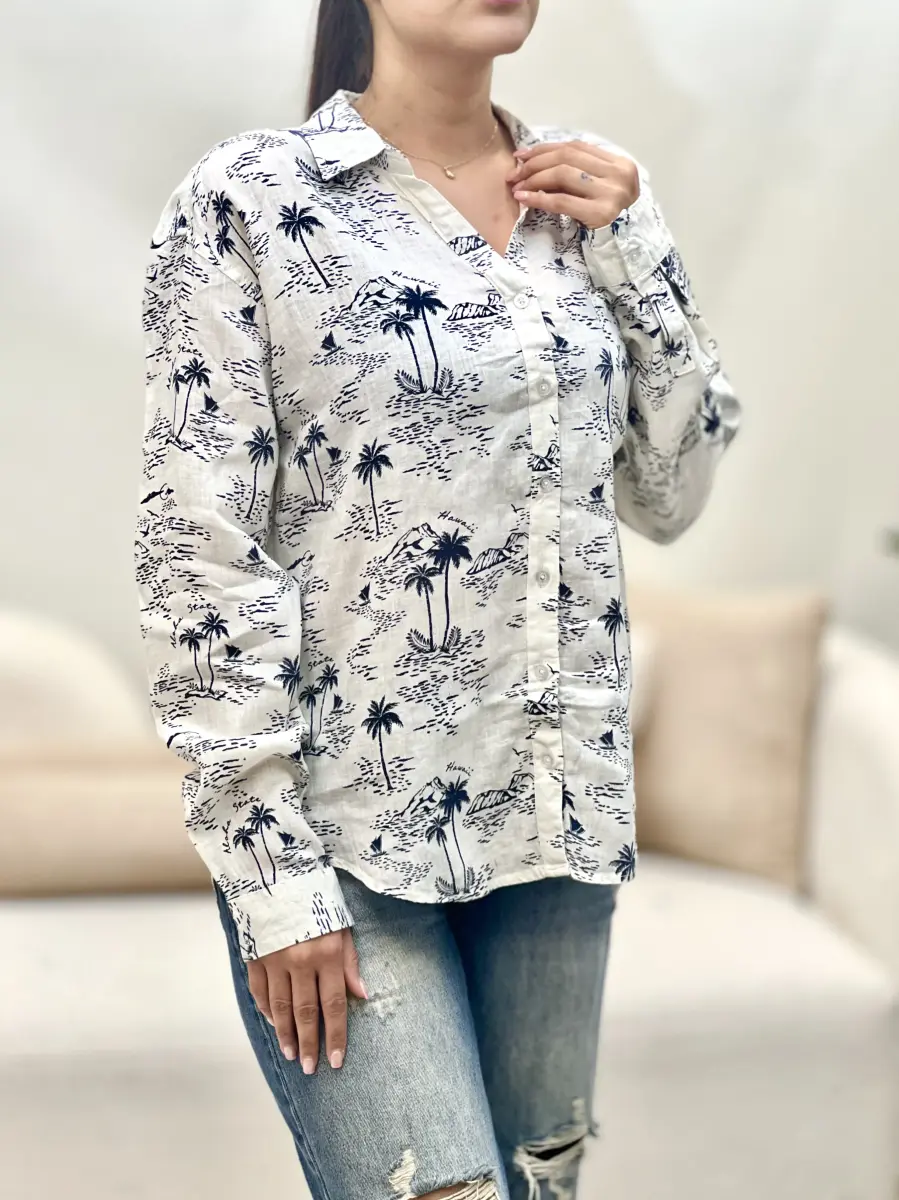 شومیز لینن OLSEN (طرح نخل)