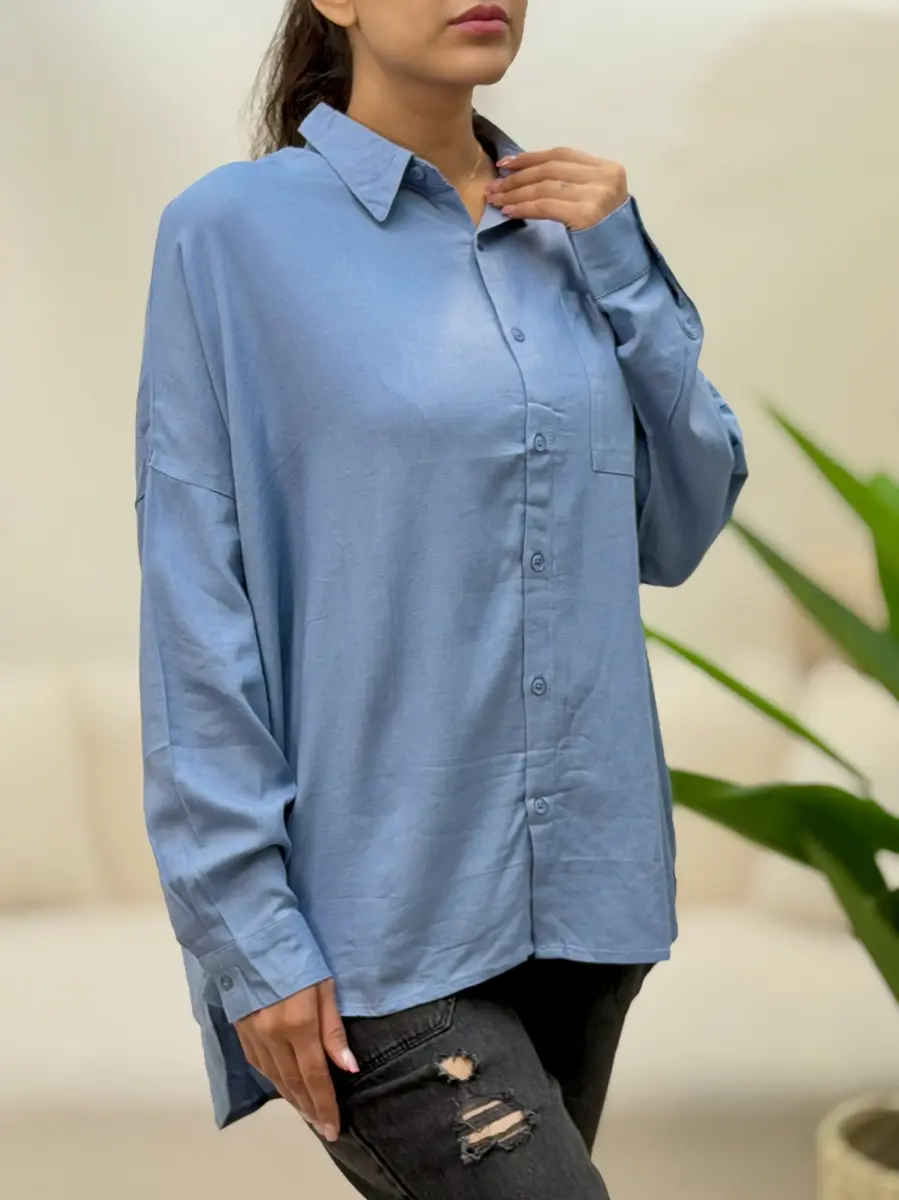 شومیز لینن آبی (women)