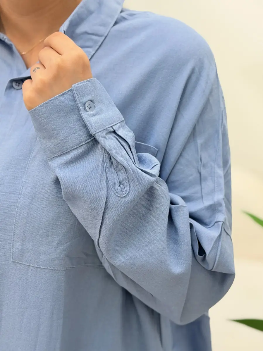 شومیز لینن آبی (women)
