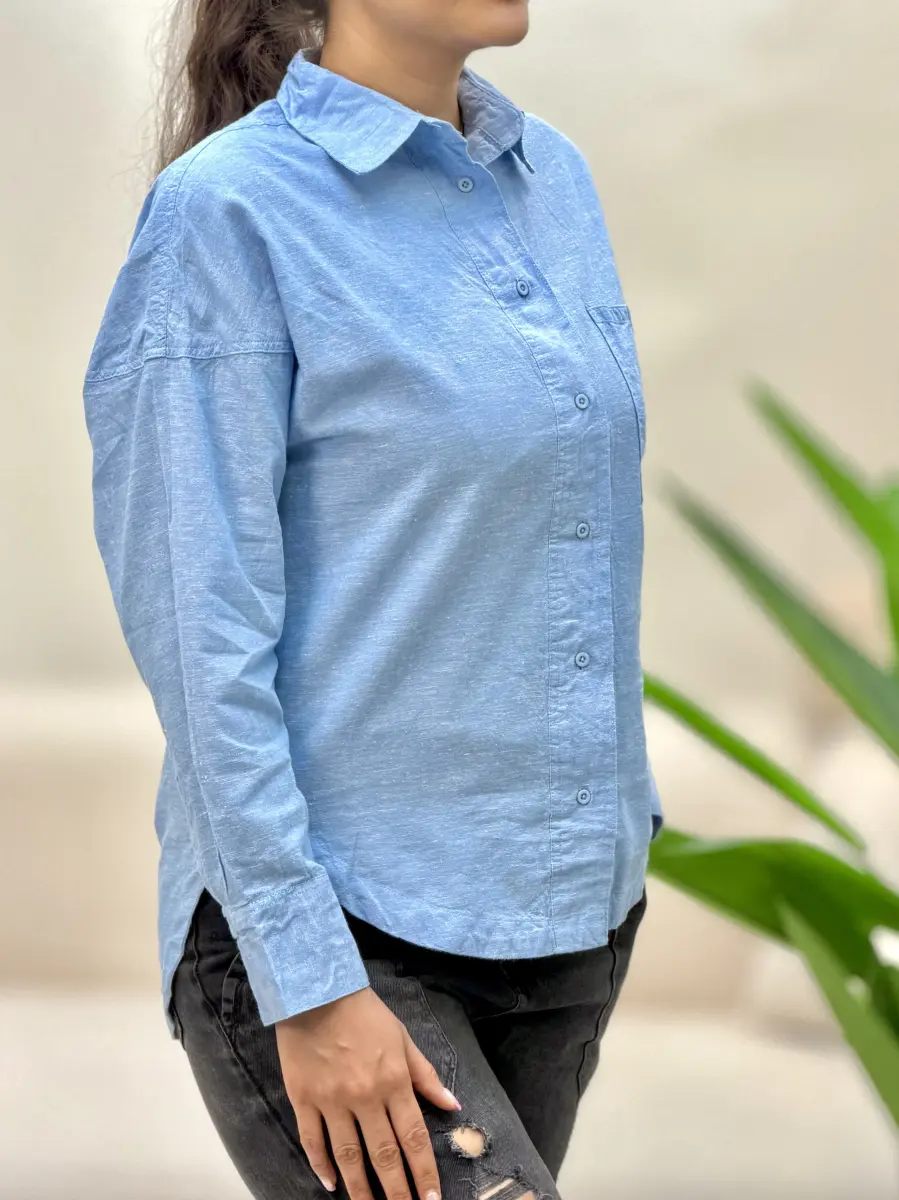 شومیز لینن آبی zara