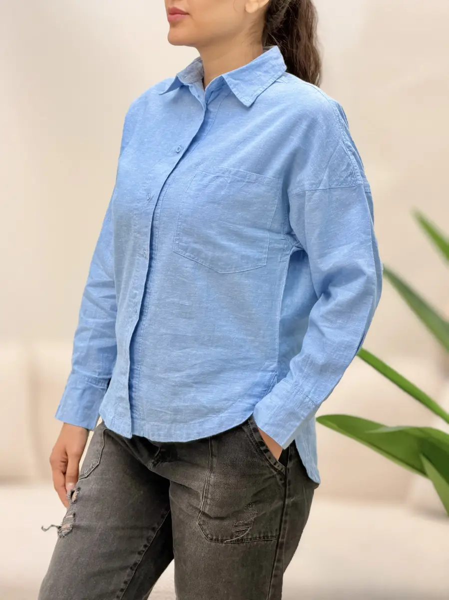 شومیز لینن آبی zara