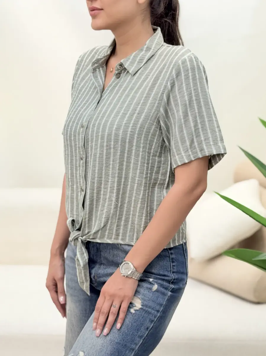 شومیز کراپ گره ای سبز