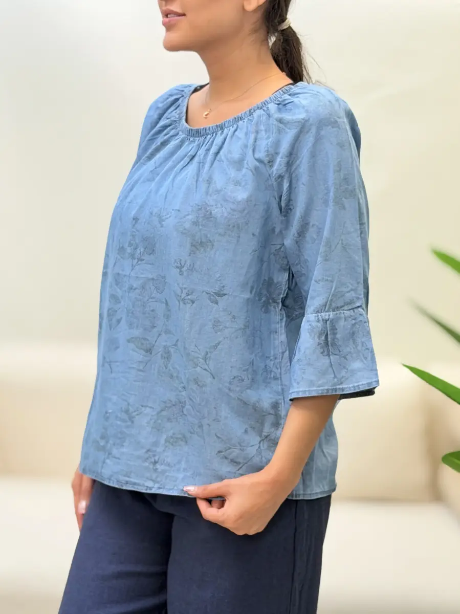 شومیز جین کاغذی طرح دار