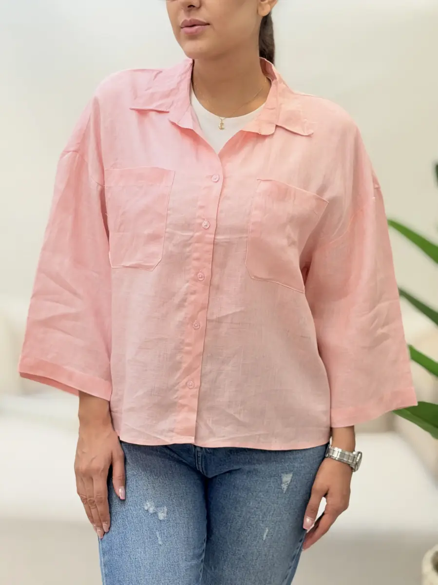 شومیز لینن دوجیب zara