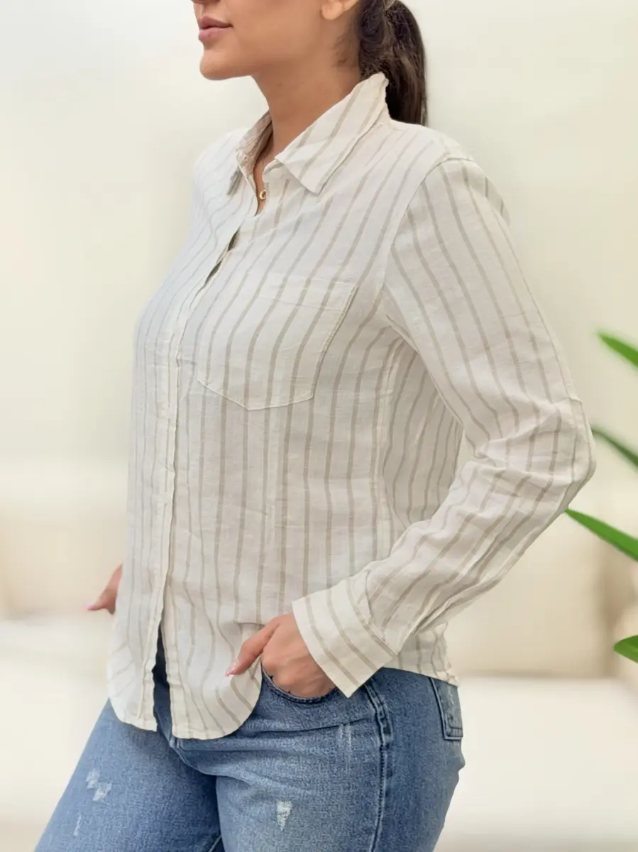 شومیز راه راه کرم h&M