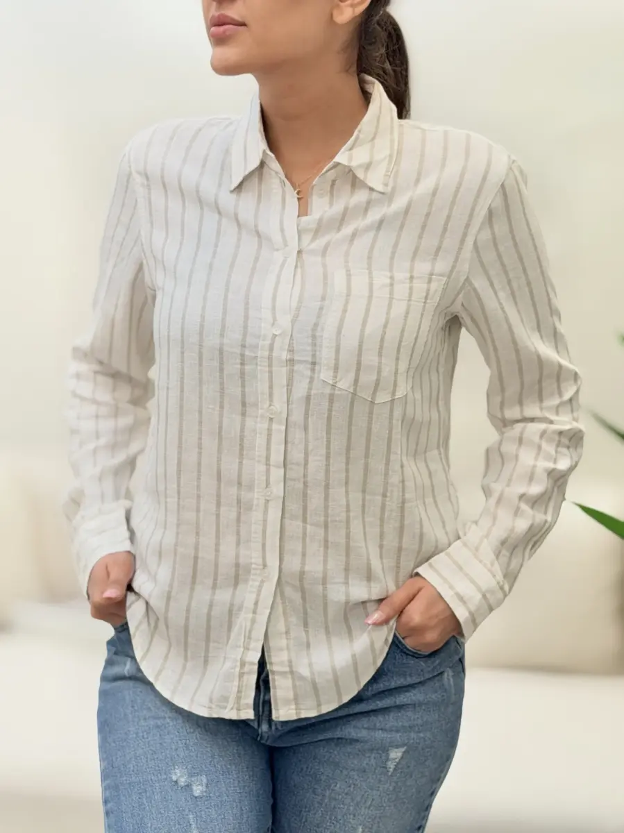شومیز راه راه کرم h&M