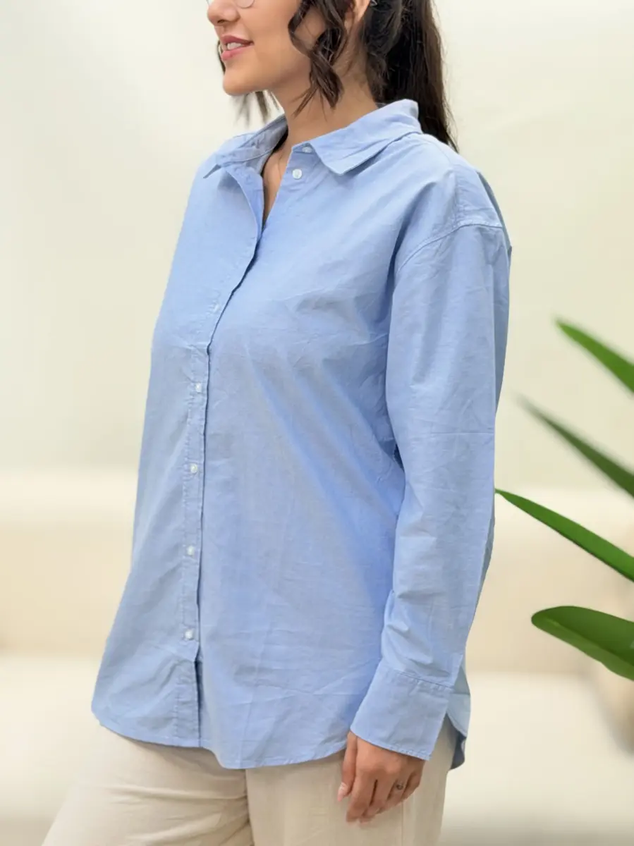 شومیز جلو دکمه H&M(آبی-سفید)