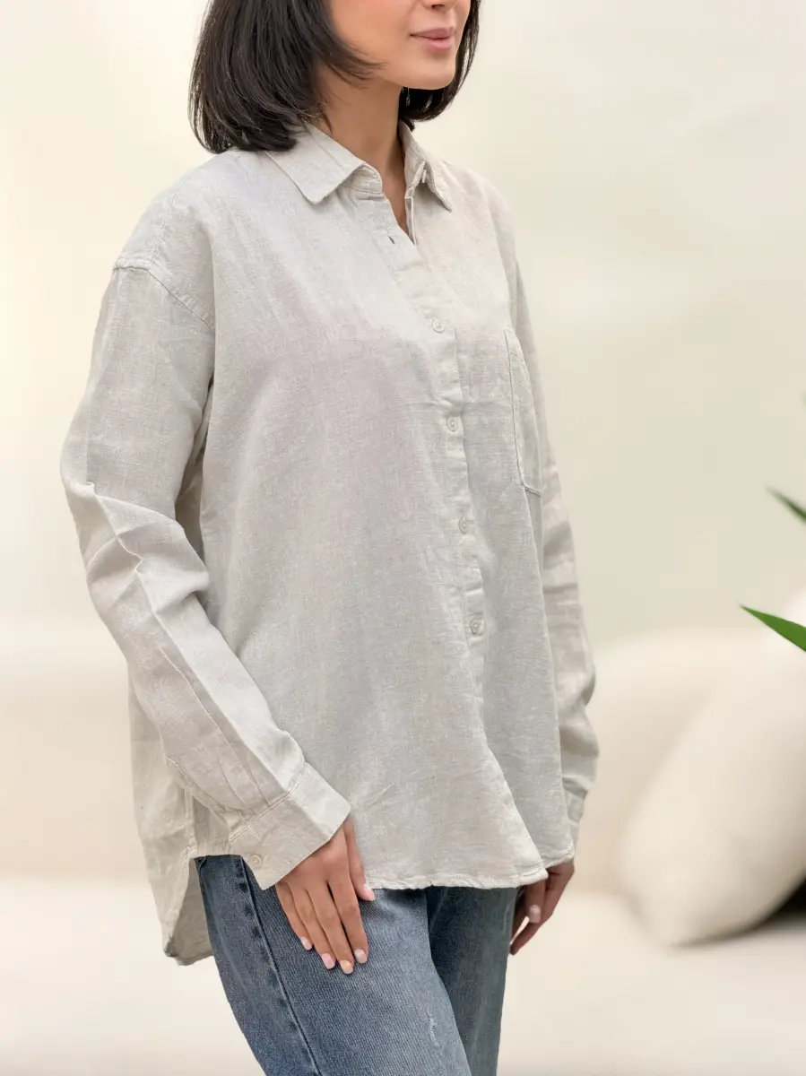 شومیز لینن (کرم/مشکی)olsen