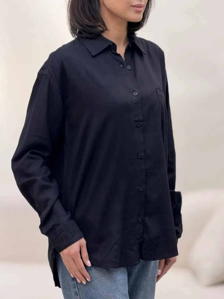 شومیز لینن (کرم/مشکی)olsen