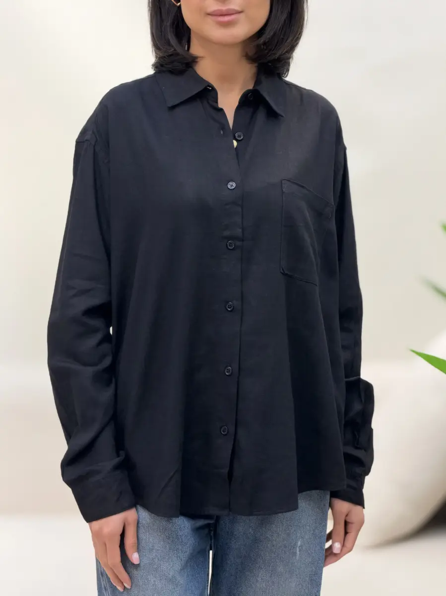 شومیز لینن (کرم/مشکی)olsen