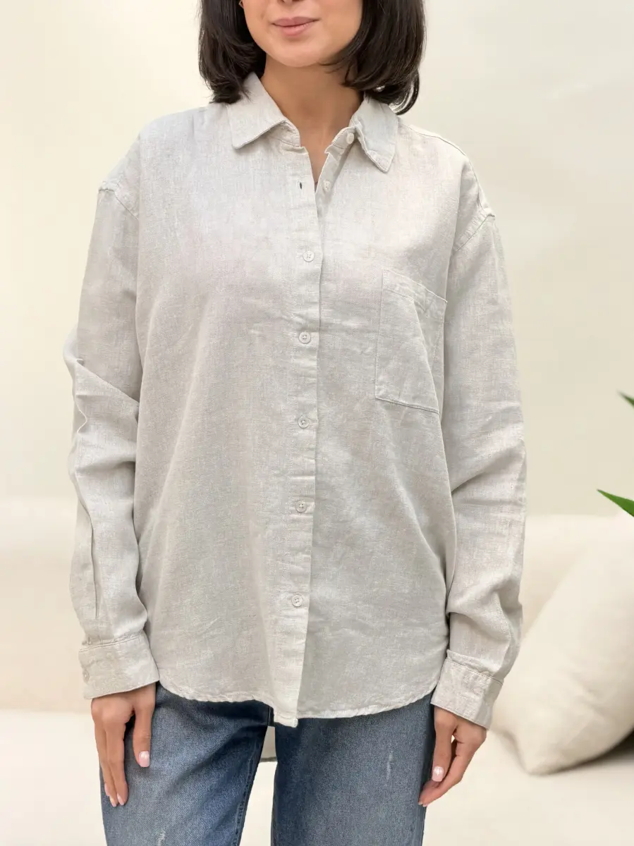 شومیز لینن (کرم/مشکی)olsen