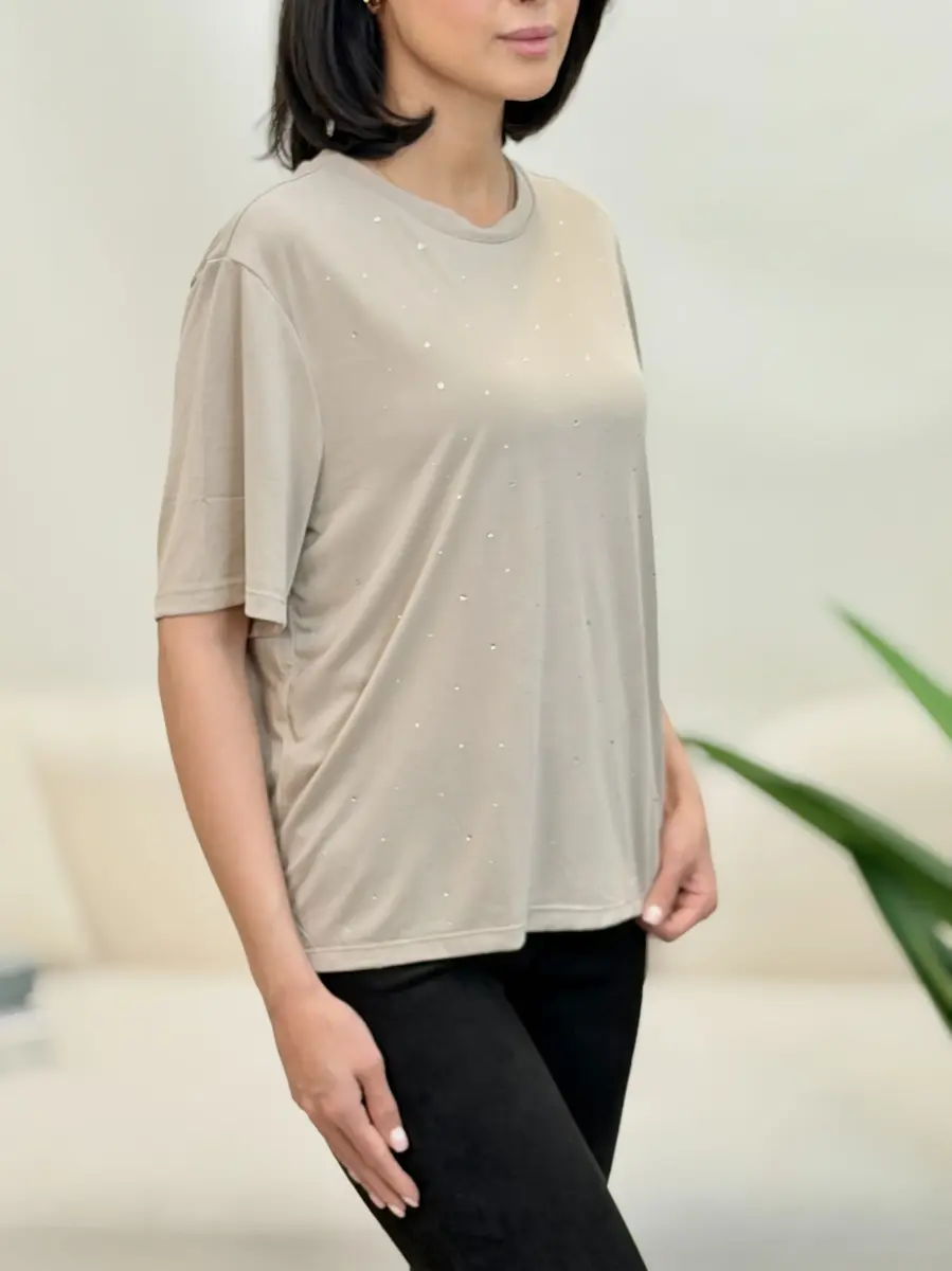 تیشرت جلو نگین دار only در 2رنگ