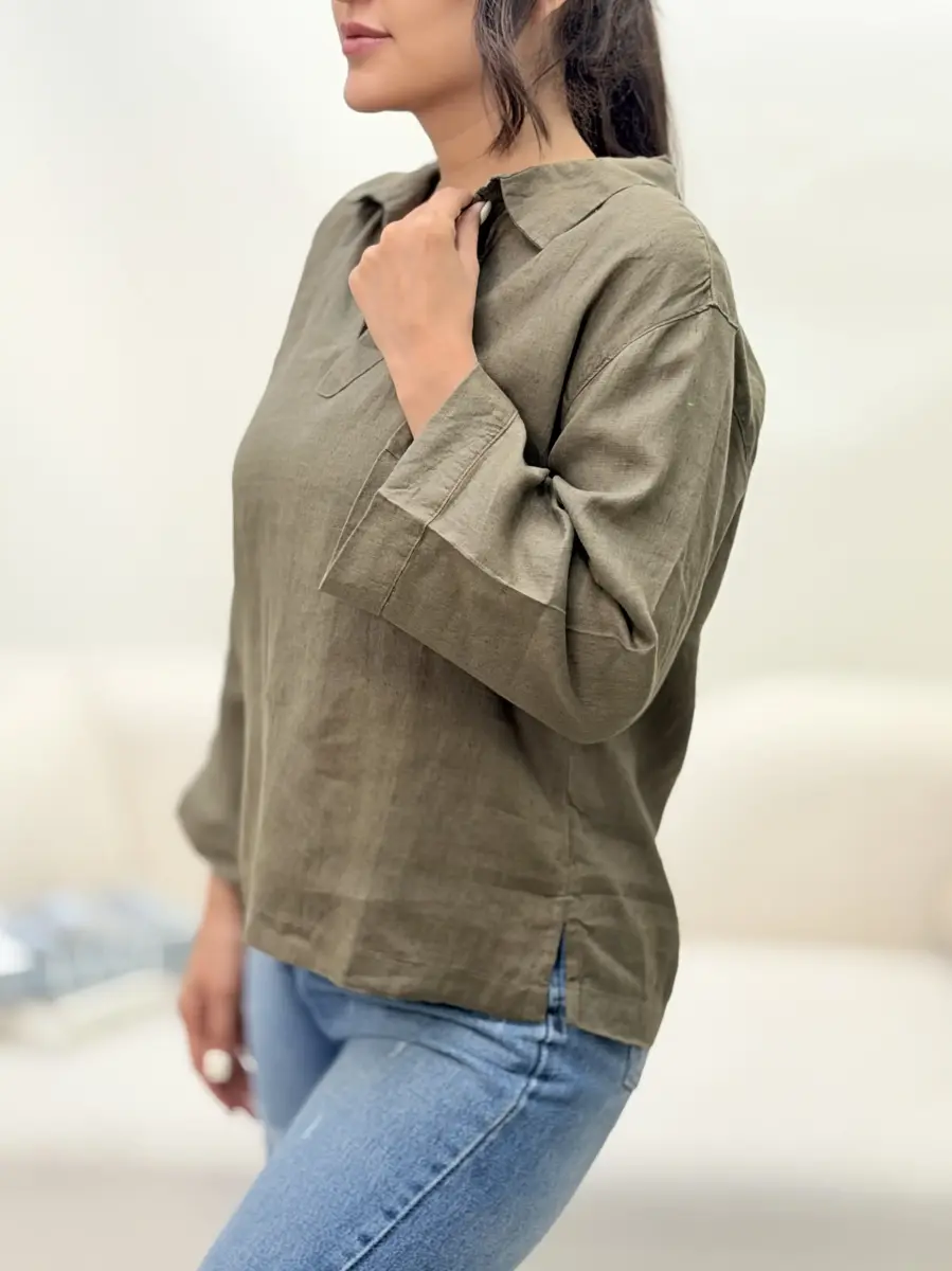 شومیز لینن یقه هفت olsen (رنگبندی)