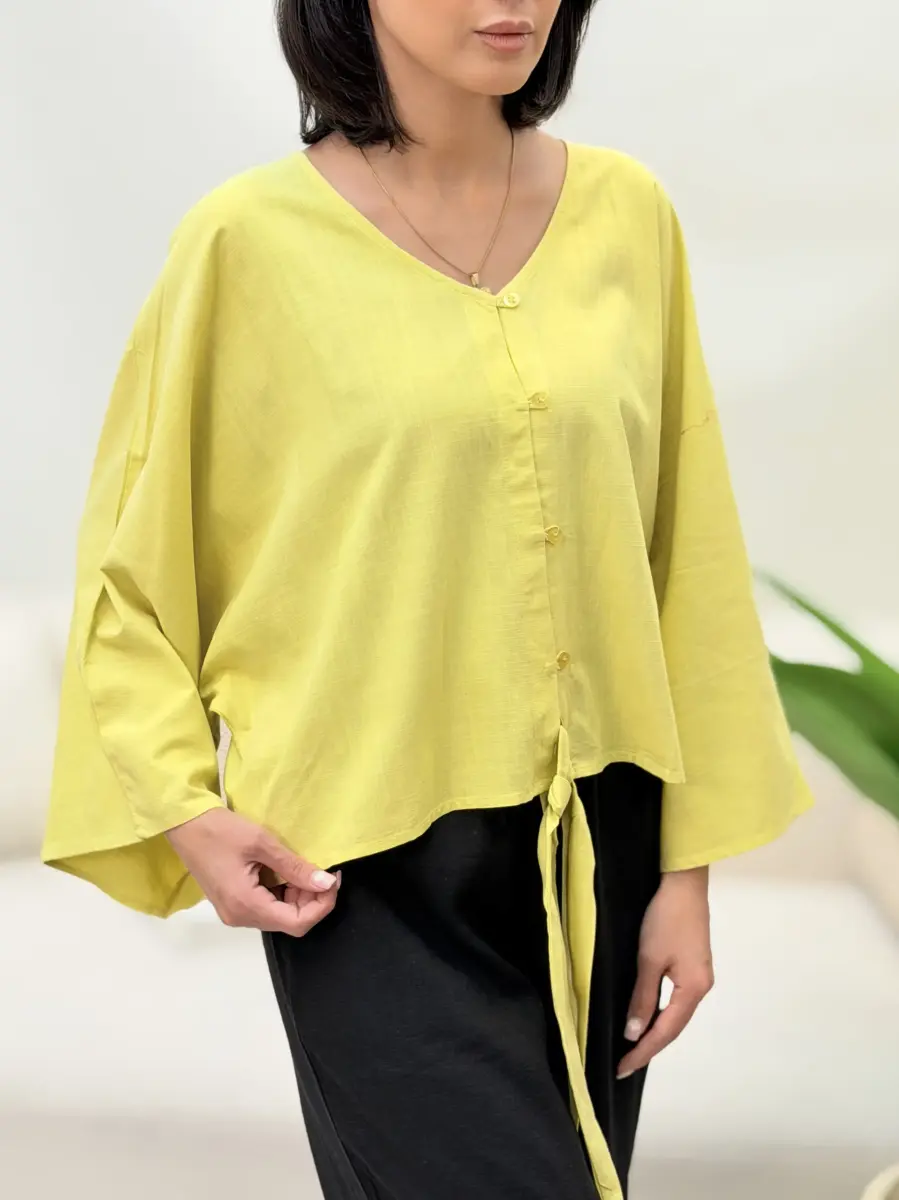 شومیز لینن گره ای تاهاری(رنگبندی)