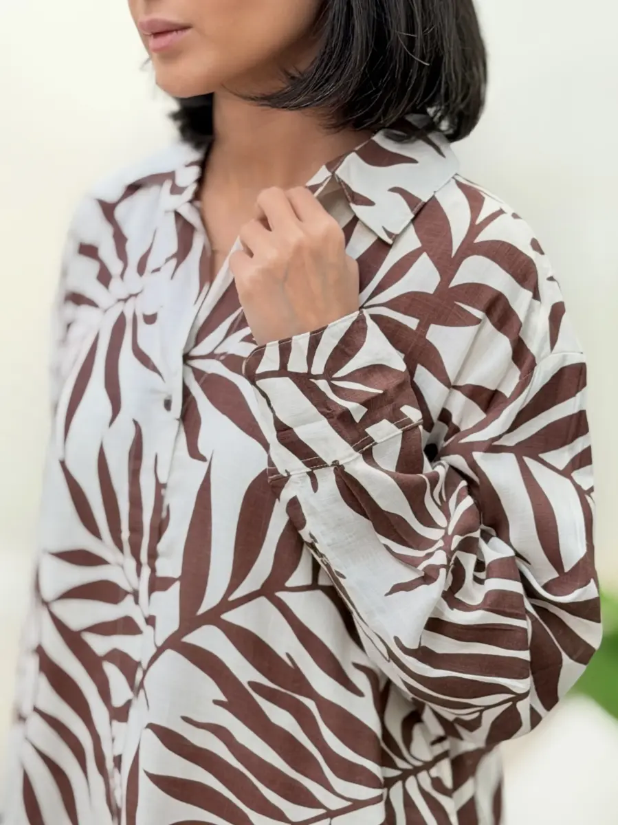 شومیز طرح برگ قهوه ای (zara)