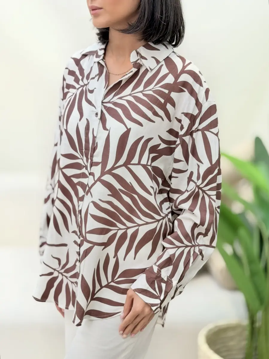 شومیز طرح برگ قهوه ای (zara)