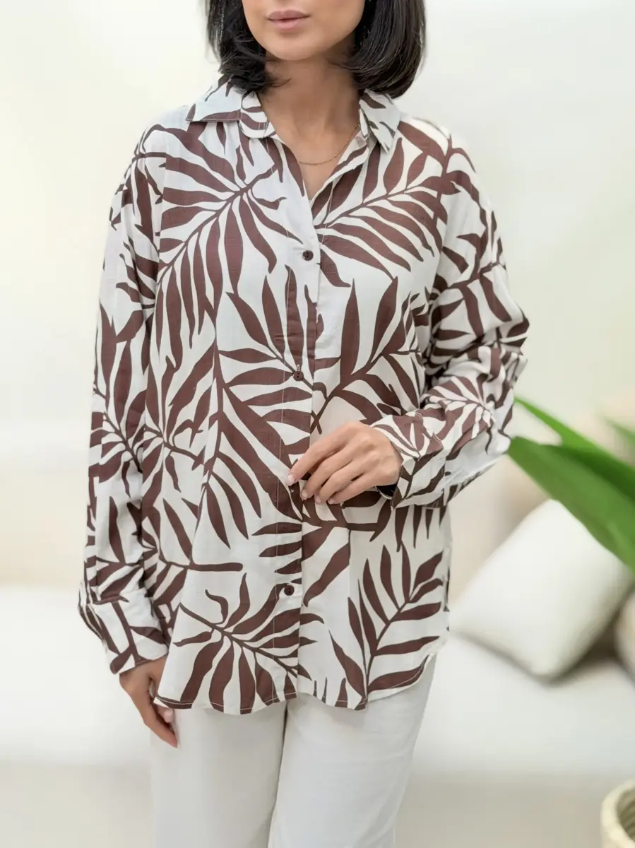 شومیز طرح برگ قهوه ای (zara)