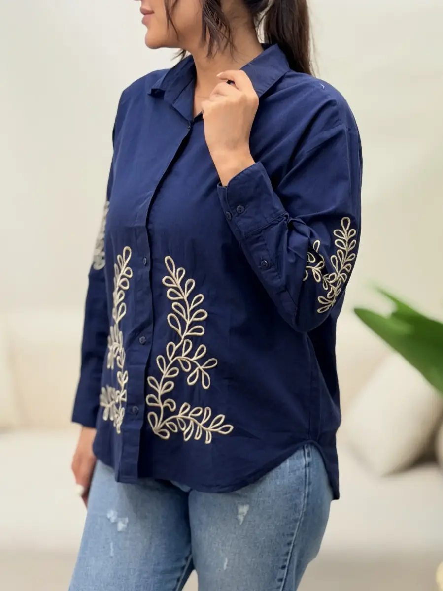 شومیز سرمه ای گلدوزی