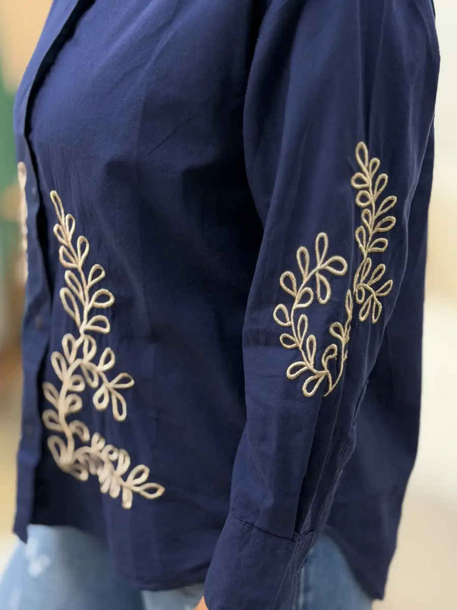 شومیز سرمه ای گلدوزی