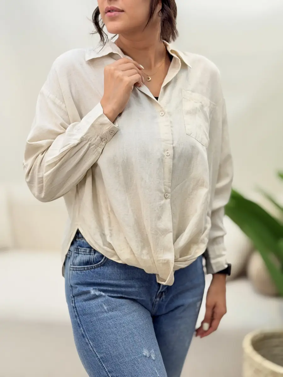 شومیز لینن جلو گره zara