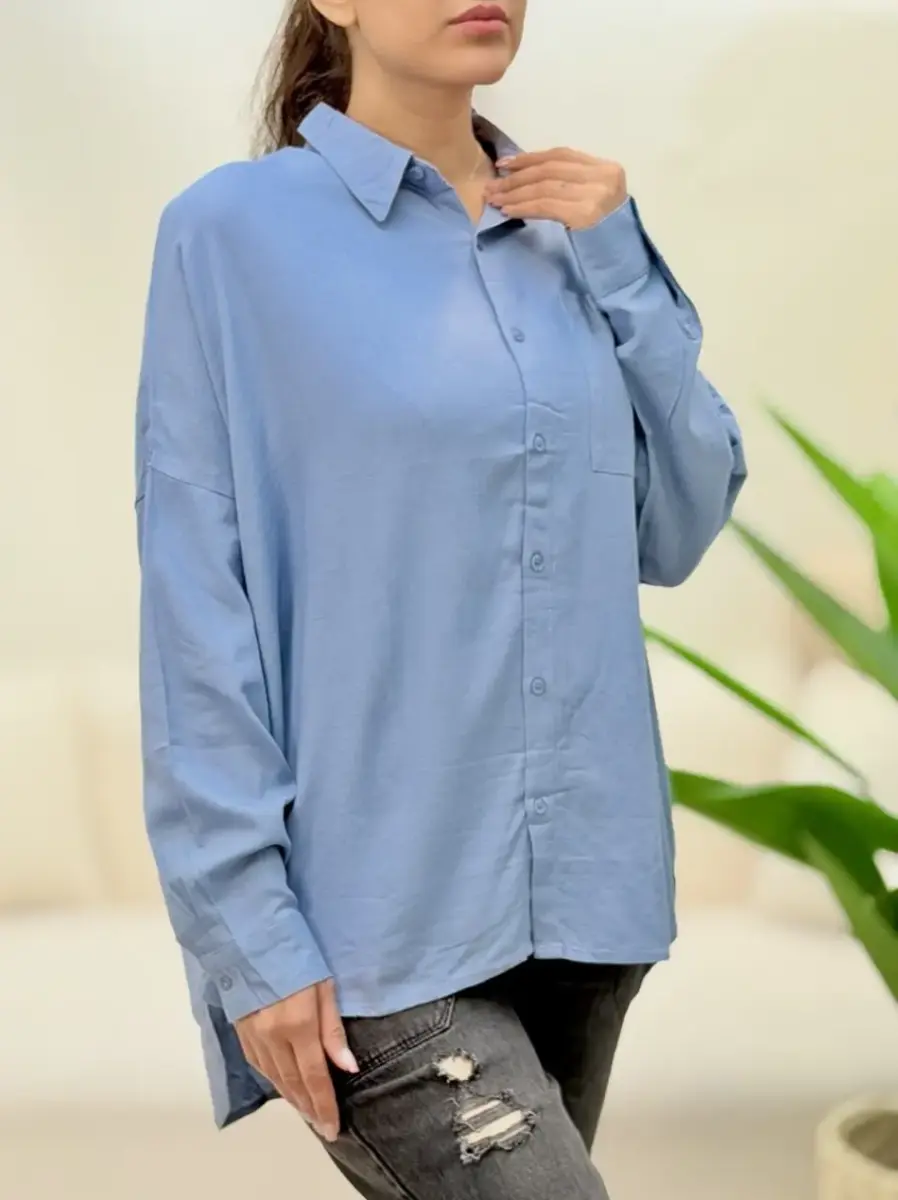 شومیز لینن آبی (women)