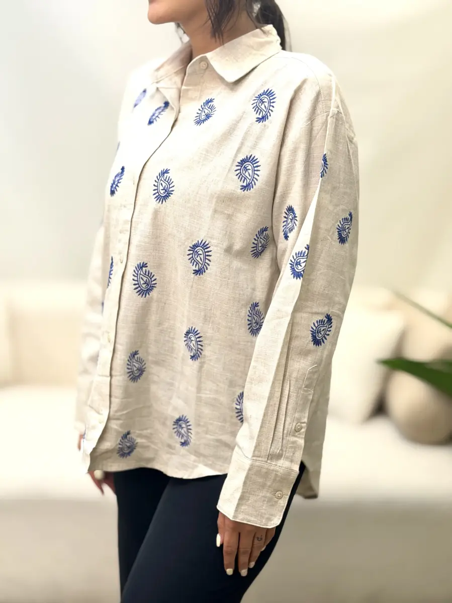 شومیز گلدوزی زارا(بته جقه آبی)