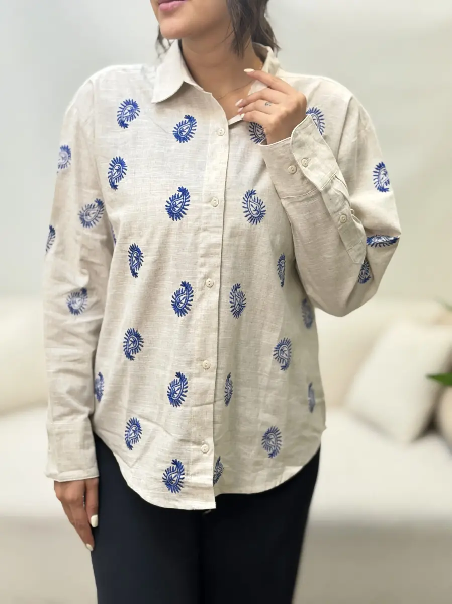 شومیز گلدوزی زارا(بته جقه آبی)