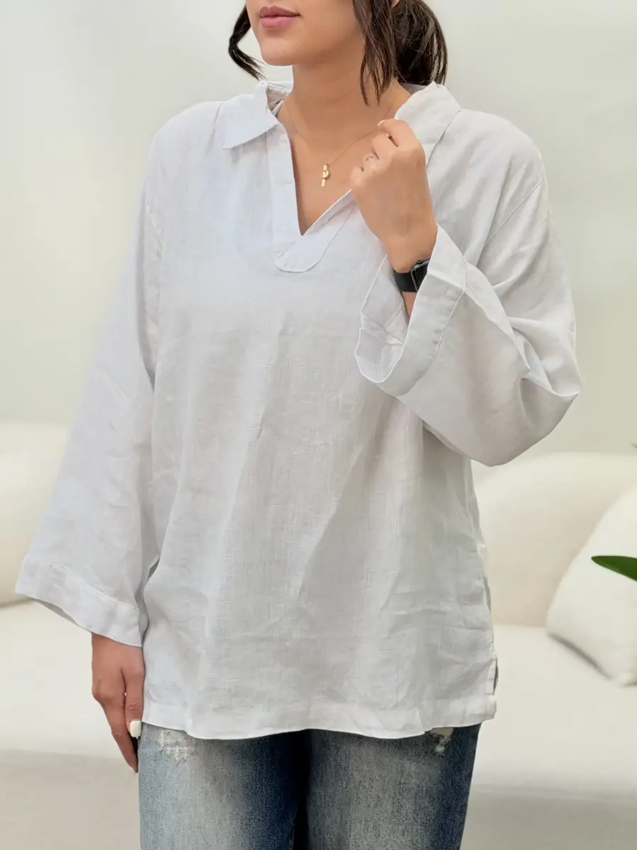 شومیز لینن یقه هفت olsen (رنگبندی)