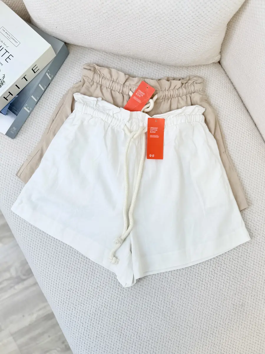 شلوارک لینن کمر کش h&m(2رنگ)