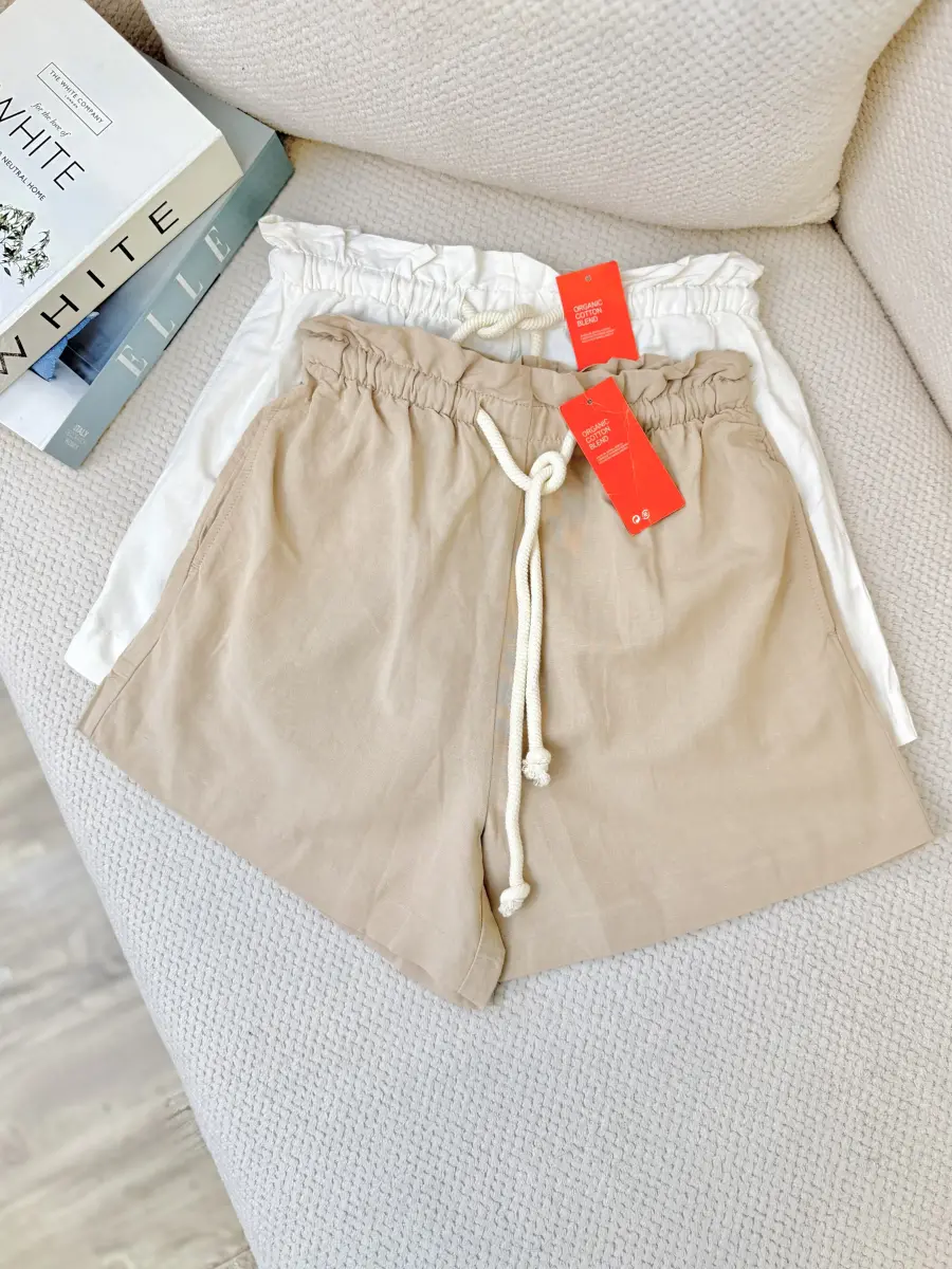 شلوارک لینن کمر کش h&m(2رنگ)