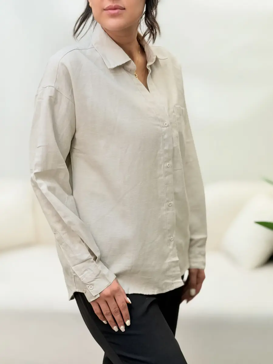 شومیز لینن کرم zara