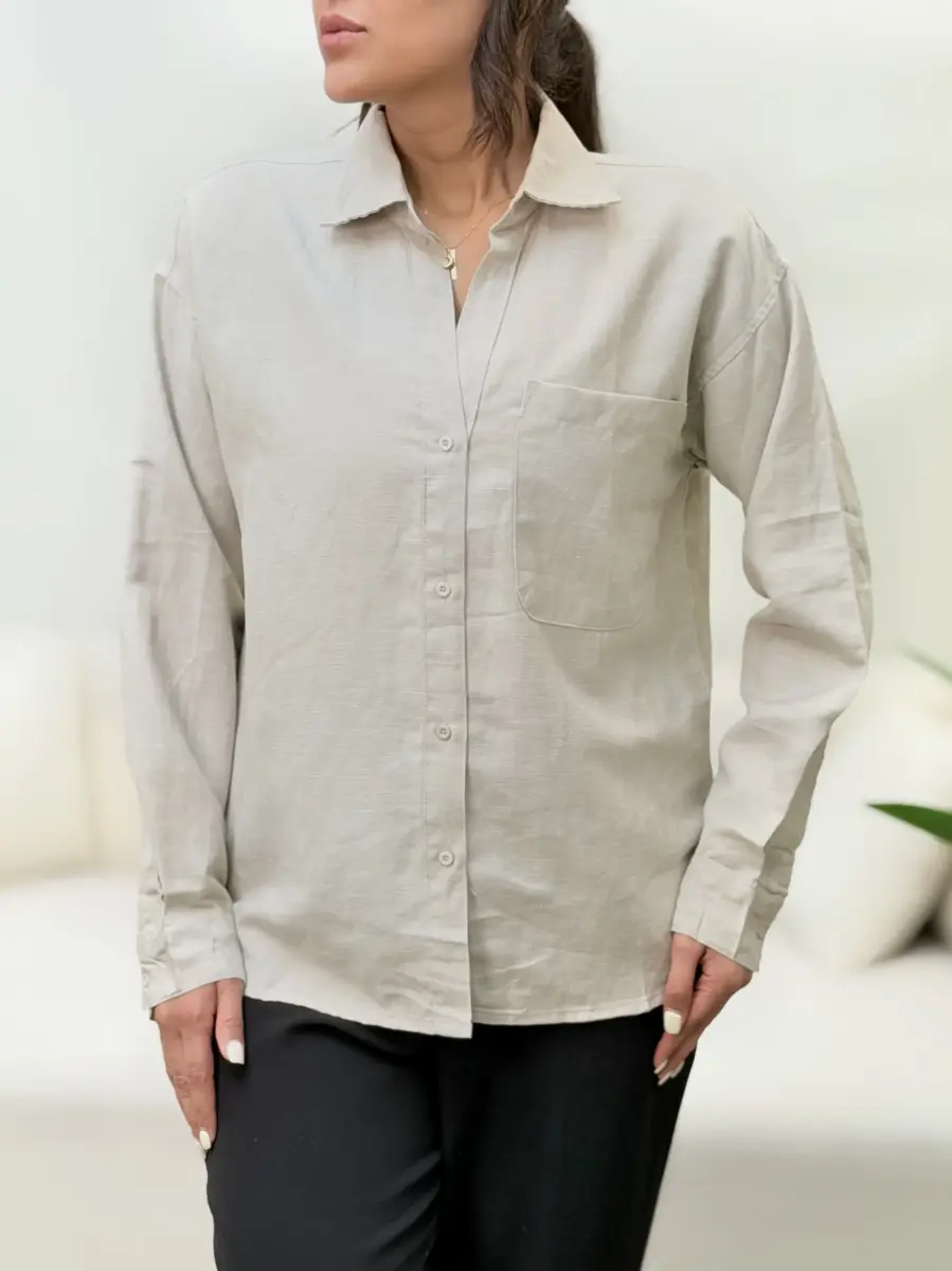 شومیز لینن کرم zara