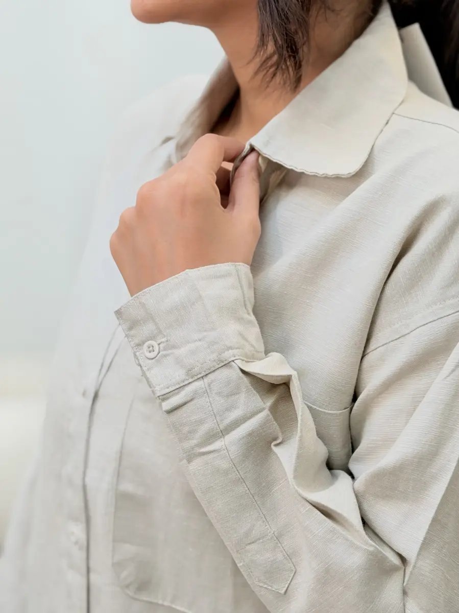 شومیز لینن کرم zara
