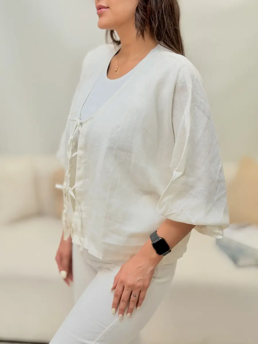 شومیز لینن جلوبند خور (رنگبندی)