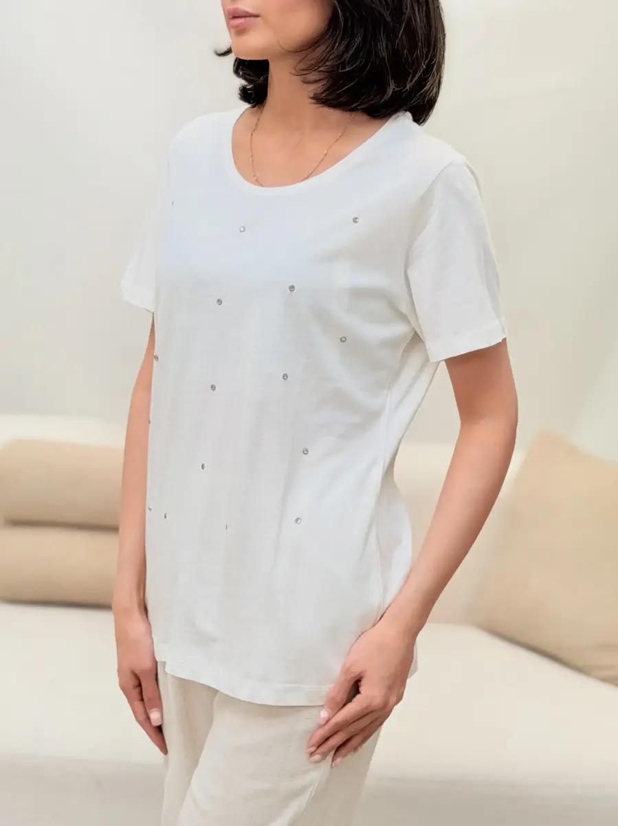 تیشرت سفید نگین دار