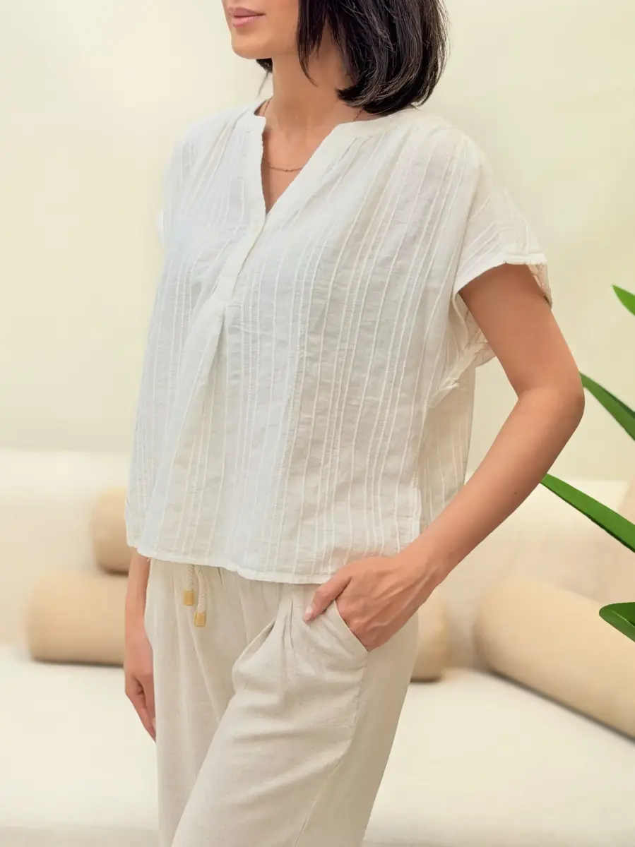 شومیز لینن ana سفید و مشکی