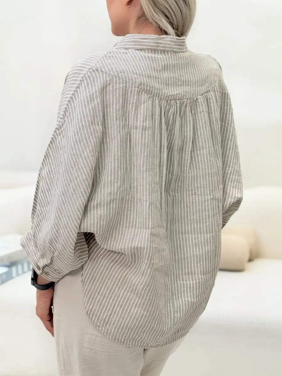 شومیز راه راه asos(طوسی-کرم)