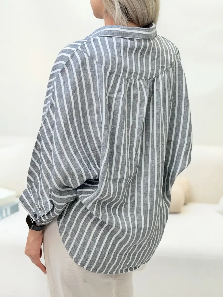 شومیز راه راه asos(طوسی-کرم)
