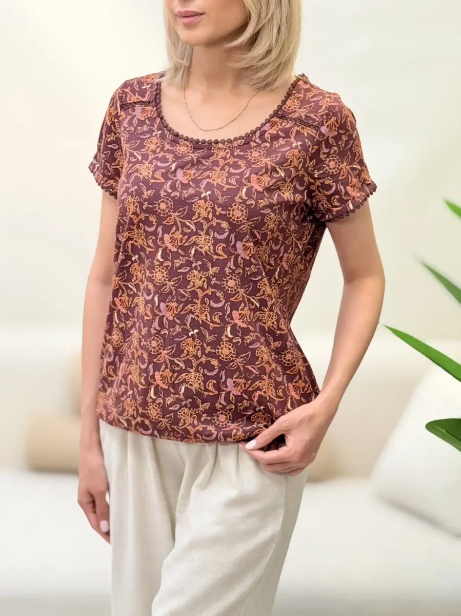 تیشرت زارا حراجی (طرح دار آجری)