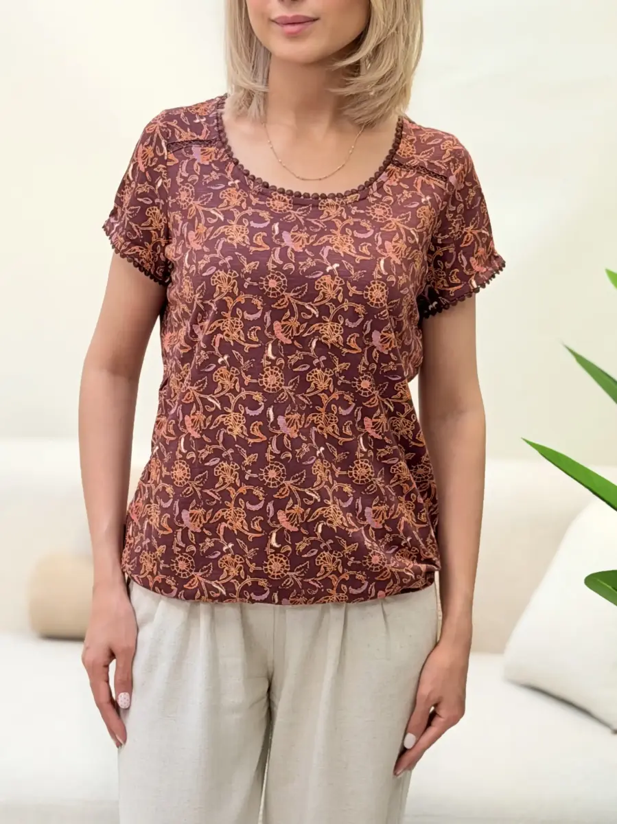 تیشرت زارا حراجی (طرح دار آجری)