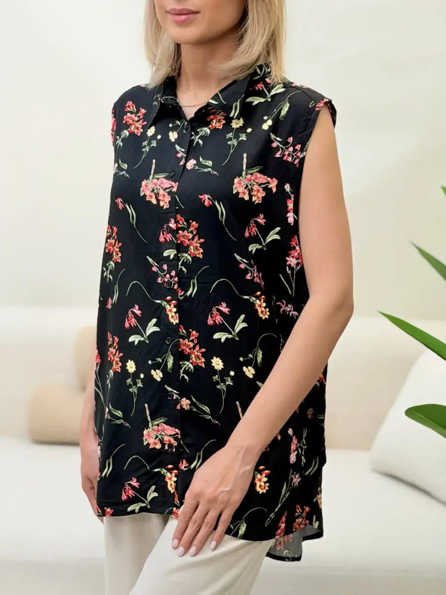 شومیز نخ ویسکوز طرح گل (3رنگ)