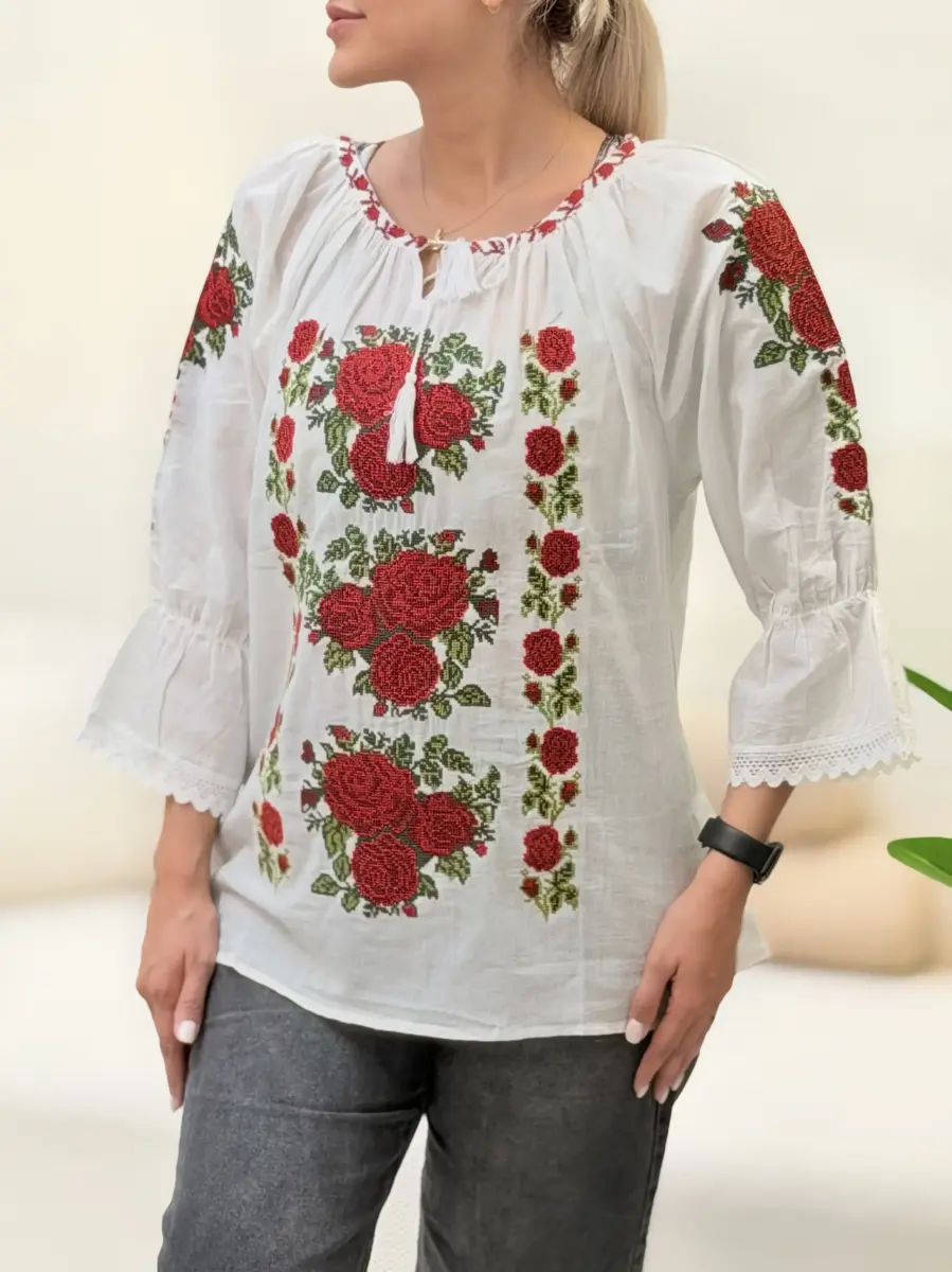 شومیز لینن سفید گلدوزی (2طرح)