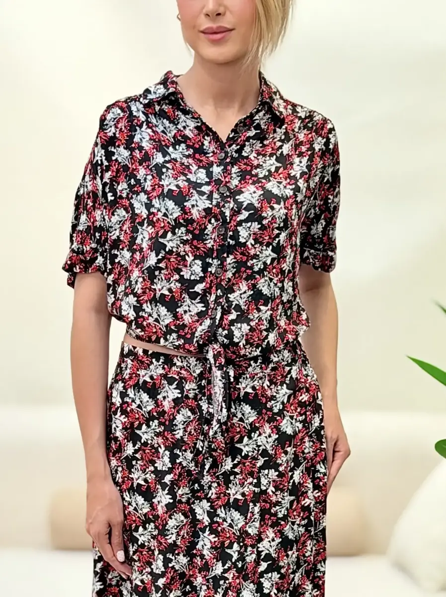 شومیز کراپ گل دار حراجی