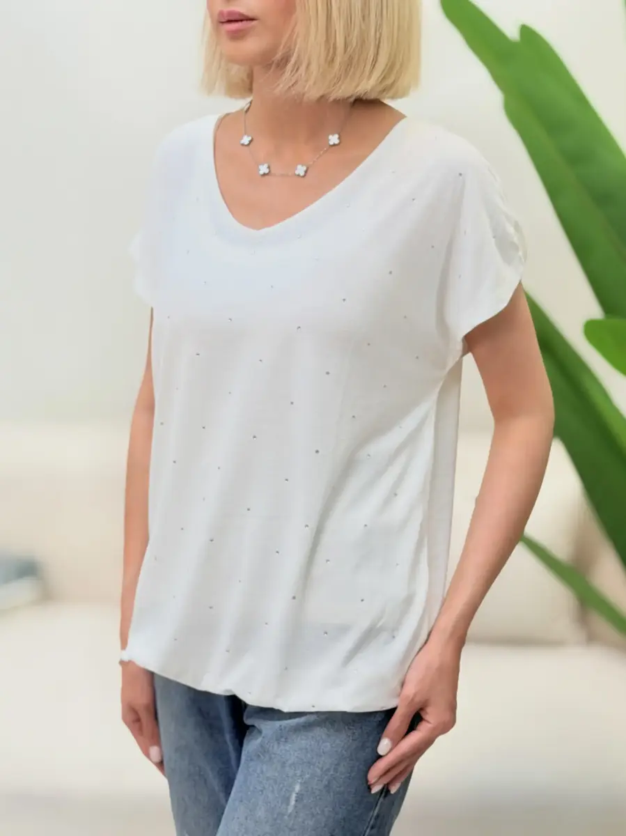 تیشرت سفید نگین دار bonmarche