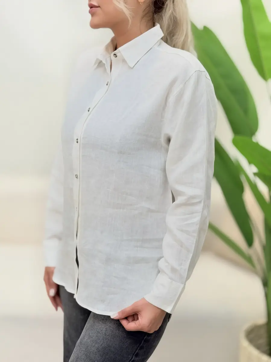 شومیز لینن پریمارک (سفید-نباتی)