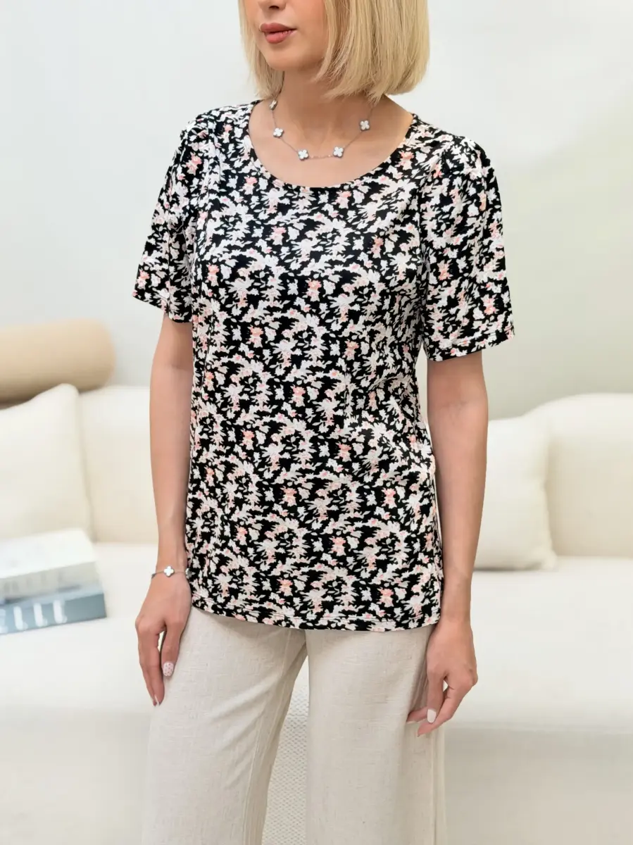 تیشرت مشکی گلدار celio