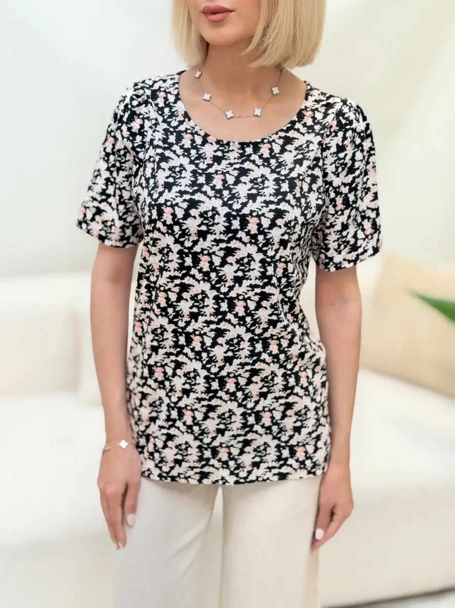 تیشرت مشکی گلدار celio